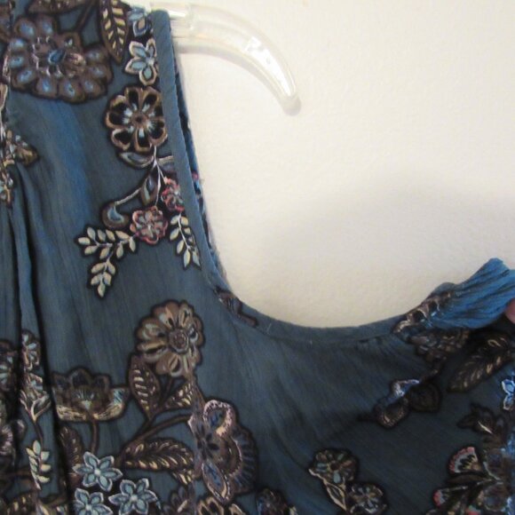 Miss Me Womens Cold Shoulder Blouse Small Long Sleeve Blue Floral Print Elegant - Picture 4 of 7